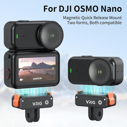 VRIG 2PCS 6 2-Prong Magnetic Quick-Release Adapter Mount for DJI Osmo Action / Osmo Nano, Dual-Direction Magnetic Base