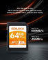 EF2_64GB UHS-I SD Card UHS-I Memory Card Fast Storage, Read Speed 100MB/s, Write Speed 50MB/s, C10, U3, V30, Full-HD & 4K Video, SD Card, Must-Have for Professional Photographers
