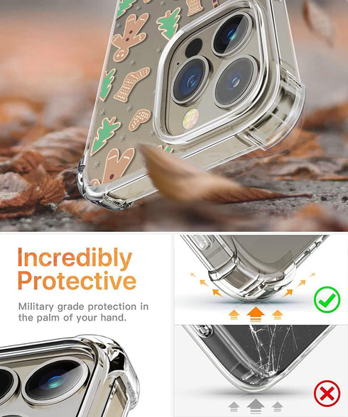 Gingerbread Man Pattern Clear Phone Case for iPhone 15 Pro Max, Slim Shockproof Soft TPU Cover for Boys & Girls 6.7"