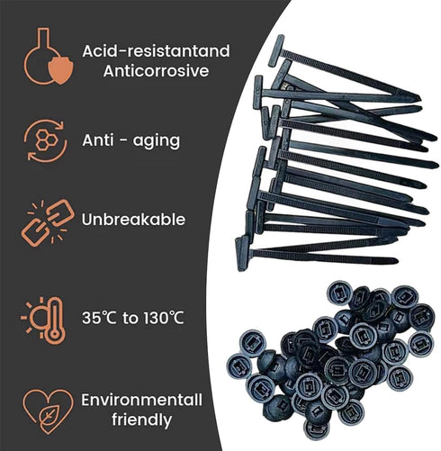 Generic (20PCS) Nylon Universal Cable Tie Buckle Self-Locking Zip Ties with Button Clip Head for Car Bumper Mount