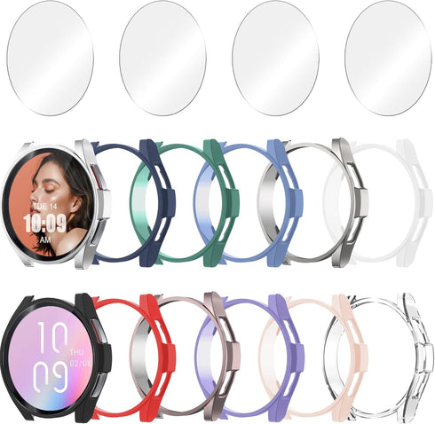12+4 Pack Case with Tempered Glass Screen Protector for Samsung Galaxy Watch 6 Classic 47mm, Waterproof Hard PC