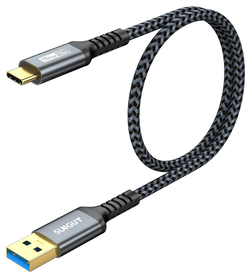 SUNGUY 10Gbps USB C Cable, 1.5FT, 3A Fast Charge & Data Transfer, Compatible with iPhone 15, Galaxy S23, SSD.