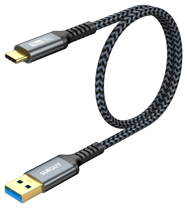 SUNGUY 10Gbps USB C Cable, 1.5FT, 3A Fast Charge & Data Transfer, Compatible with iPhone 15, Galaxy S23, SSD.