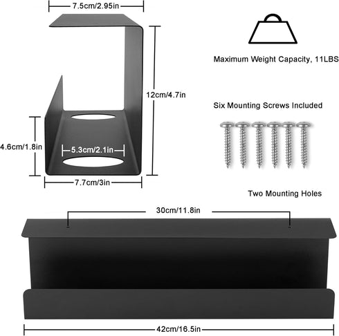 Under Desk Cable Management Tray 17 Inch, 2 Pack Sturdy Metal Tray for Desk Cord Management, Black
