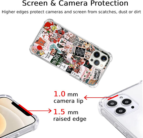Aesthetic Winter Merry Christmas Collage Case for iPhone 14 Pro Max - Trendy TPU Phone Cover