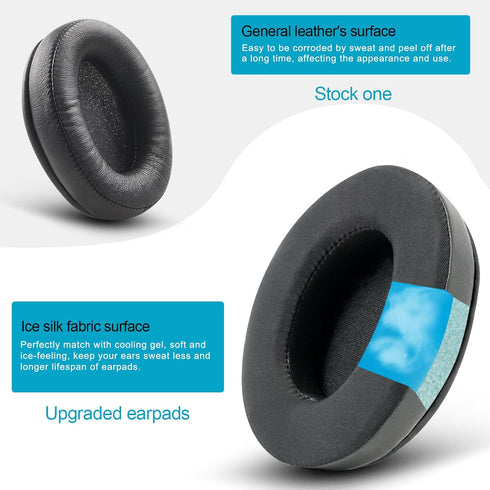 GVOEARS Cooling Gel Ear Pads for Sony MDR 7506, V6, V7, CD900ST - Noise-Isolating Memory Foam & Premium Leather (Black)
