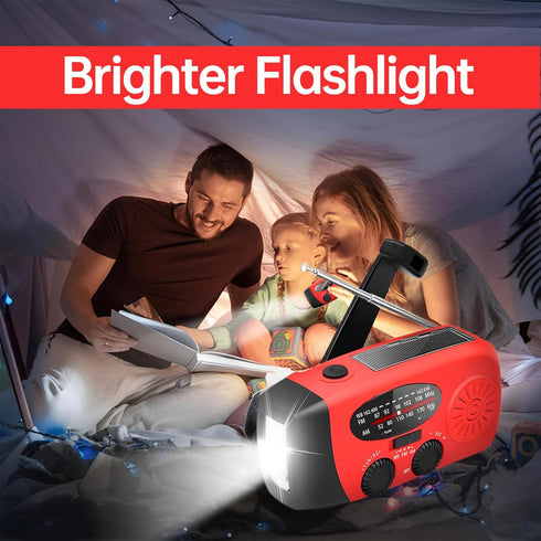 Solar Hand Crank Emergency Weather Radio, NOAA/AM/FM Portable Radio with 3 LED Flashlight & 2000mAh Power Bank