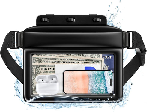 JOTO Floating Waterproof Phone Pouch with Waist Strap, Large Cellphone Dry Bag Fanny Pack for iPhone 15 14 13 Pro Max,