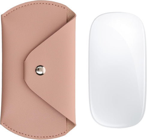 kwmobile Mouse Pouch for Apple Magic Mouse 1/2 & Logitech Pebble Wireless Case, PU Leather - Dusty Pink