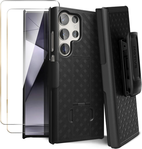 Samsung Galaxy S24 Ultra Case - MOTIVE 3 in 1, Military Grade Protection, 2X Screen Protector, Shockproof Holster,