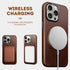 Genuine Leather Case for iPhone 15 Pro Max 6.7 inch, Rustic Brown, Oil Wax Top-Grain Leather, MagSafe Compatible