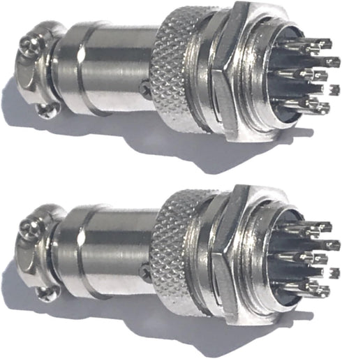 CESS Aviation 8 Pins Plug and Socket Wire Cable Connectors, Diameter 0.63" (16mm), 2 Packs