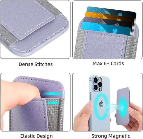HiWe for MagSafe Wallet, Magnetic Card Holder for iPhone 15/14/13/12 Series, Minimalist Leather Wallet, RFID Blocking