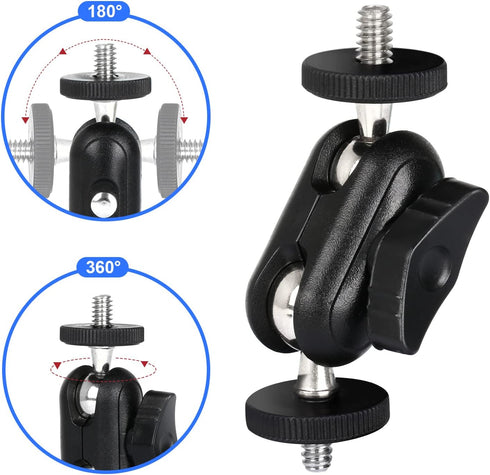 HSU Magic Arm with Dual Ball Head (1/4"-20 Screw) Adjustable Universal Extension for Monitor, Microphone, GoPro (2 Pack)