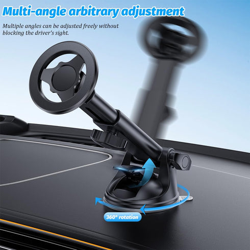 TNAIYH 360 Magnetic Car Phone Holder, Adjustable Vehicle Cell Phone Mount with Suction Cup Stand, Automotive Smartphone