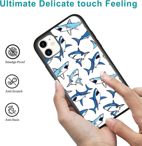 Blue Shark Art Animal Design Case for iPhone 15, Soft TPU Hard Back, Shockproof