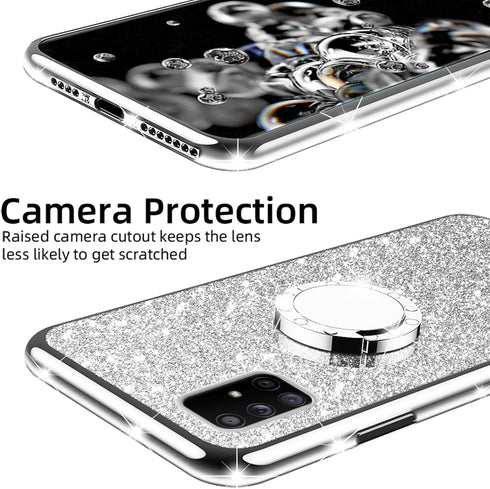 nancheng for Samsung Galaxy A71 5G Case with Ring Stand Strap, Shockproof Protection Cover