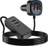 Car USB Charger Multi Port with 5.9FT Extension, QC3.0 76W Fast Charging Adapter for Mobile Phones and iPad