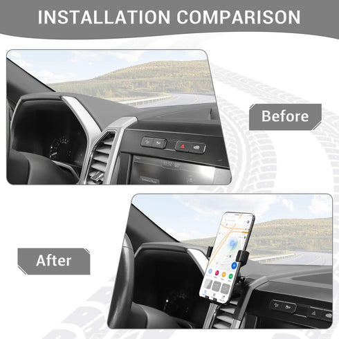 F150 Dash Phone Mount Holder, 360° Dashboard Mobile Cell Phone Holder for Ford F150 2015-2020 Black