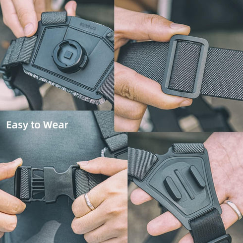 SUREWO Adjustable Chest Strap Mount, Compatible with GoPro Hero 12/11/10/9/8/7/6/5, DJI Osmo Action