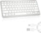 Ultra-Slim Bluetooth Keyboard, Wireless Rechargeable Ergonomic Keyboard for iPad, iOS, Android, Windows PC, White Silver