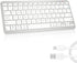 Ultra-Slim Bluetooth Keyboard, Wireless Rechargeable Ergonomic Keyboard for iPad, iOS, Android, Windows PC, White Silver