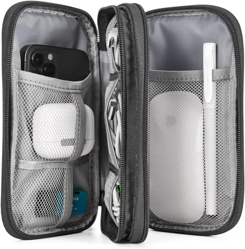 Electronic Organizer Travel Cable Accessories Bag, Waterproof Case for Power Bank, Charging Cords, USB Cable (Dark Gray)