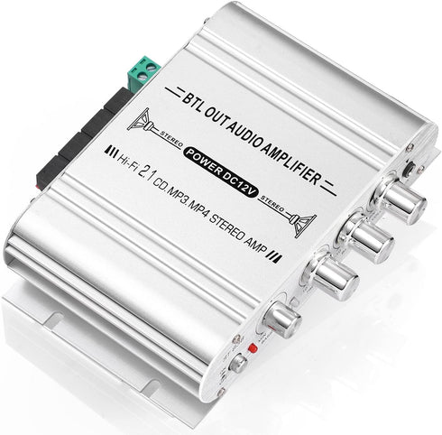Facmogu ST-838 2.1CH 20Wx2+40W 80W DC12V Audio Power Amplifier, RMS Class D Stereo Digital Audio Amp with Subwoofer