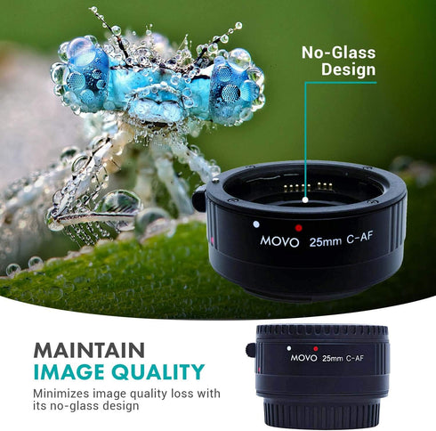 Movo/Kooka AF 25mm Macro Extension Tube for Canon EOS DSLR Cameras