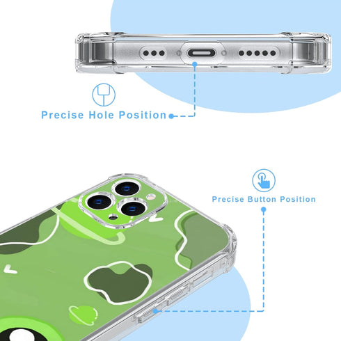 Cute Frog iPhone 12 Pro Max Case - 6.7" Kawaii Green Frog Design, Non-Slip, Shock Absorption, Gel Frame for Teens.