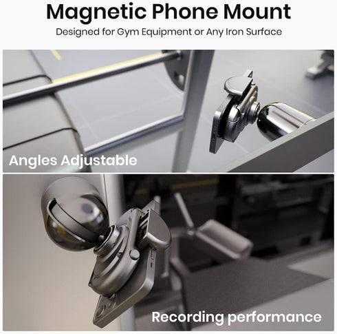 MiiKARE Gym Accessory Magnetic Phone Holder for Videos, Universal Magnetic Phone Mount for Gym Golfcart Phone Holder 360Degree Angle Adjustable, Home Gym Essentials Phone Mount for Women an Men-Black