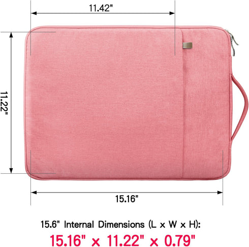 RAINYEAR 15.6 Inch Laptop Sleeve Case, Padded Briefcase with Handle Strap for Chromebook, Pink
