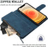 RANYOK Blue Wallet Case for iPhone 12/12 Pro (6.1 inch), Premium PU Leather Zipper Flip Folio with RFID Blocking