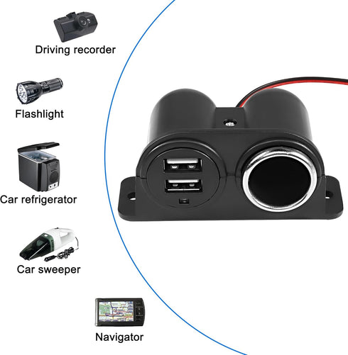 MEIRIYFA Dual USB Cigarette Lighter Socket Power Outlet Car Charger, 3.1A Dual USB + Cigarette Lighter Adapter