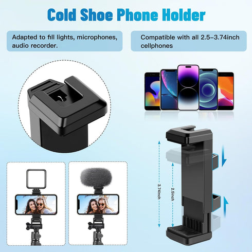 Phone Tripod, 70" Stand for Phone & Camera, with Remote and Holder, Compatible with iPhone & GoPro