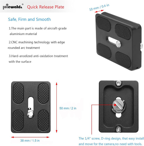 Universal Quick Release Plate for Tripod, Arca Swiss Plate with 1/4 Inch Slotted Screw, C-Ring/D-Ring Screw, 1/4"-3/8"