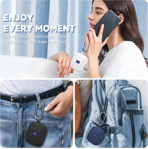 TAGRY X08 Wireless Headphone Case with LED Display Window - Silicone Protective Cover with Keychain