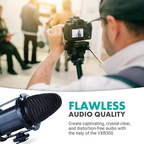 Movo VXR300 X/Y Stereo Condenser Video Microphone with -10dB Attenuation, Low-Cut Filter, Windscreen & Case for DSLR