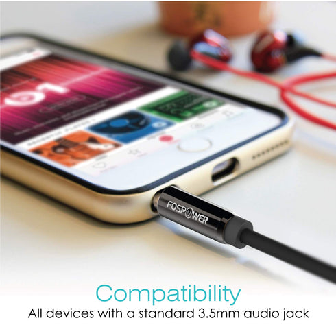 FosPower Audio Cable, 25 FT, Stereo 3.5mm Auxiliary Male to Male Aux Cable for Car, iPhone, iPod, Samsung & More