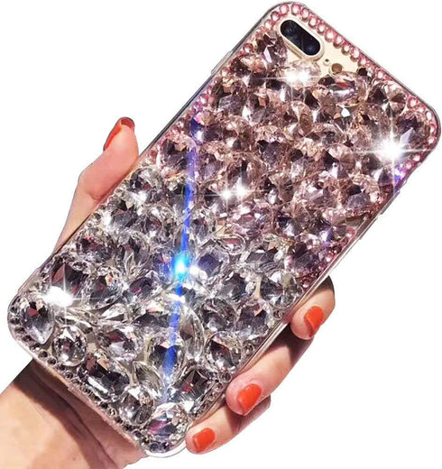 Bling Diamond Case for Samsung Galaxy S9, 3D Luxury Sparkle Crystal Rhinestone Phone Cover - Clear and Pink