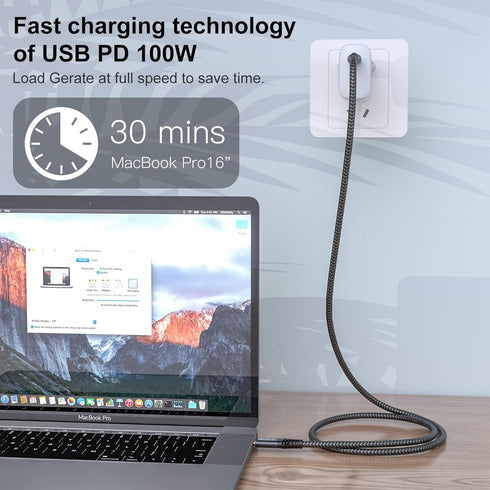 USB C to USB C Cable 10ft - Long USB C 3.2 Gen 2x2 Monitor Cable, 4K, 20Gbps Data Transfer, 100W Fast Charging,