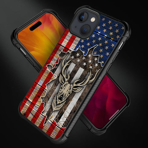 ZHEGAILIAN iPhone 14 Case - Deer Flag Red Camo, Soft TPU Bumper, Drop Protection, 6.1-inch, Cool Pattern for Men & Boys.