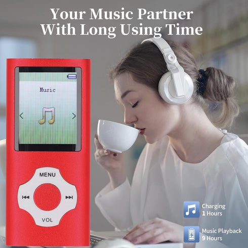 Yunseity MP3 5.0 MP4 1.8in Player, Bluetooth Player with Color Screen, Portable HiFi Sound Music Player Built in HD