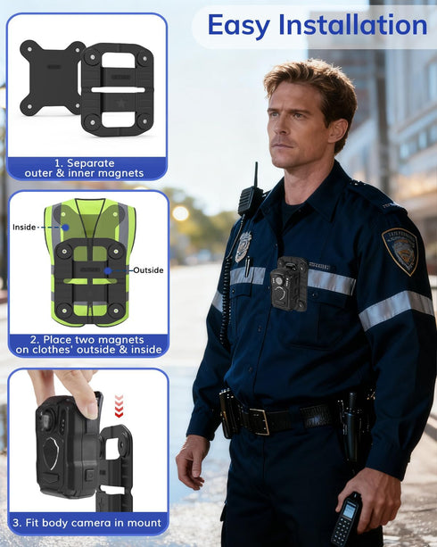 SZSDMY 2 Pack (BLACK2) Body Camera Mount,Universal Strong Magnet Cam Holder Stick to Clothes Prevent Moving,Compatible