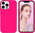 GUAGUA Compatible iPhone 13 Pro Max Case, 6.7 Inch Liquid Silicone Soft Gel Cover, Shockproof, Hot Pink