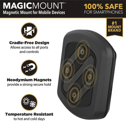 Scosche MAGCUP2M-SP1 Magnetic Cup Phone Holder Mount for Mobile Devices, Adjustable Base for Vehicle Cupholders