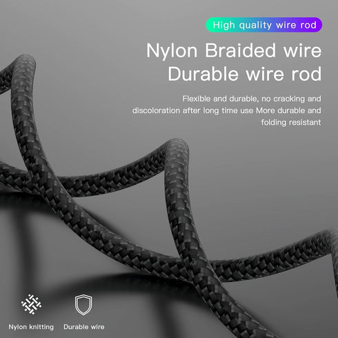 3-Pack USB-C Cable 3ft, 3A Fast Charging, Nylon Braided, Compatible with iPhone 15 Series, Galaxy S20/S10/S9, PS5