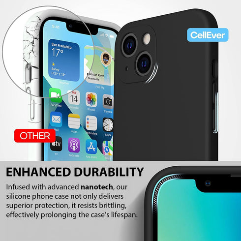CellEver Heavy-Duty Silicone Case for iPhone 14 Plus, Black Military Drop Protection with Camera Shield and