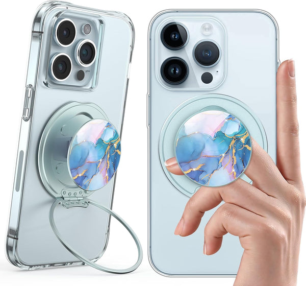 Typecase Magnetic Phone Grip Holder: Adjustable Finger Ring Kickstand with MagSafe Adapter Ring, Compatible with iPhone