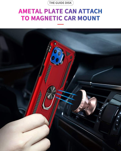 for Moto One 5G Case with HD Screen Protector, Military Grade Ring Car Mount Kickstand Hybrid Protective Case